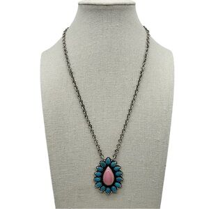 925 Sterling Silver Natural Pink Conch & Kingman Turquoise Cluster Clip …